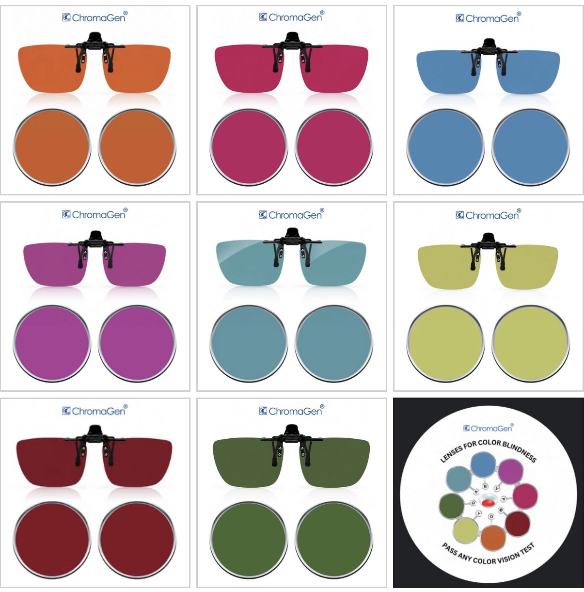 ChromaGen Clip-On for Color Blindness and Dyslexia - clips over your existing glasses